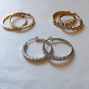 Hoop earrings 925 silver 3sets